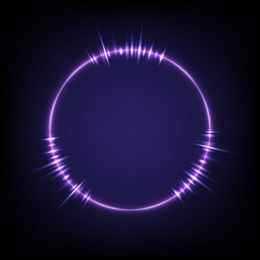 Parlak ışık efekti teknolojisi. Sihirli soyut çerçeve. Dairesel elementin güç enerjisi. Parlak bilim kurgu. Parlayan neon ışıklar kozmik. Dönen evren iz sürme efekti. Müzik dalgası çember sürgüsü