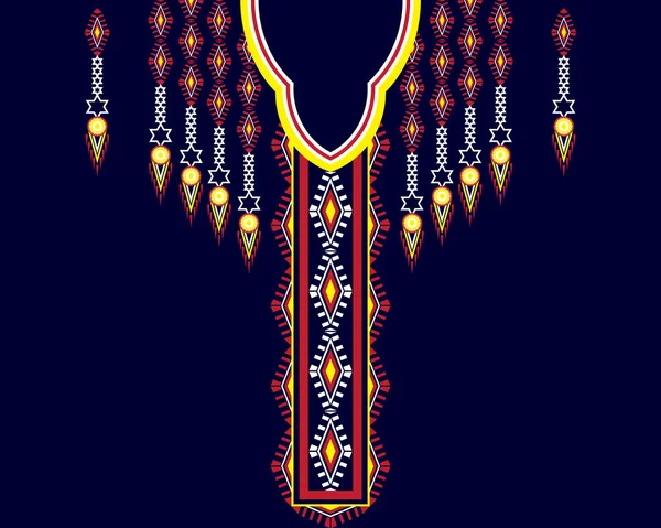 Geometrik oryantal desenli geleneksel kolye nakışı kadınlar için moda arka planlar, duvar kağıtları, giysiler ve ambalajlar