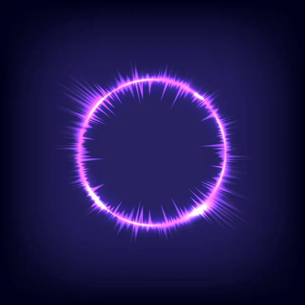 Music Wave Circle Bolt Technology Glowing Swirl Purple Light Effect — Stock Vector
