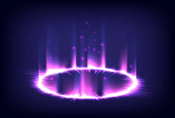 Circle Teleport Podium Pink Hologram Portal Science Futuristic Stage Sci — Vector de stock