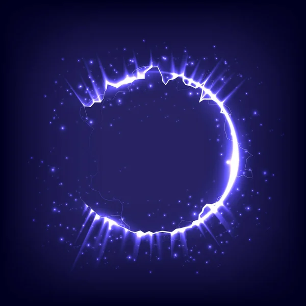 Model Fajerwerków Świecący Krąg Słońce Błyskawica Promień Iskrzący Pierścień Neonowy — Wektor stockowy