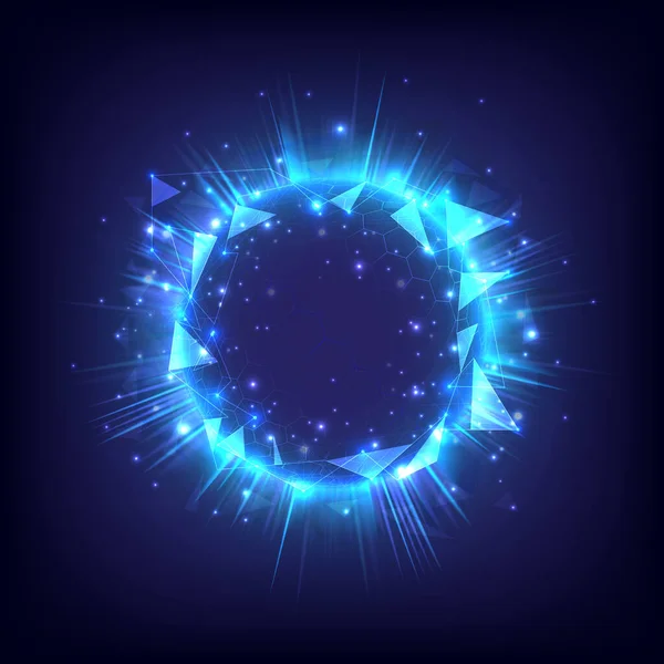 Glowing Swirl Hexagon Light Effect Futuristic Flame Swirl Universe Trail — Stockvector