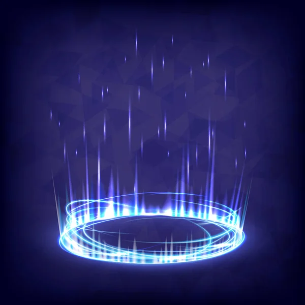 Product Display Showing Flame Neon Lighting Base Portal Hologram Science — Stok Vektör