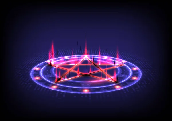 Gui Virtual Reality Glowing Portal Hud Projector Magic Stargate Sacrificial — ストックベクタ