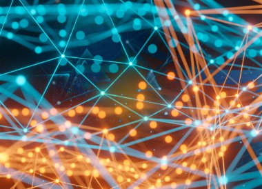 Sosyal ağ bağlantısı, bağlantı ve bağlantılar için 3D teknoloji soyut arkaplan