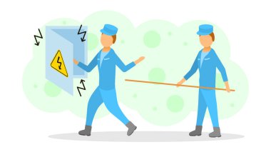 Soyut Düz Adam Elektronik Şok İlkyardım Çizgi Film Karakteri Resimli Vektör Tasarımı Sağlık Stili Elektroşirinliğine Yardım Ediyor