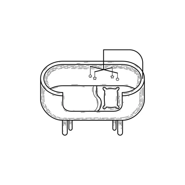 Absztrakt Kézzel Rajzolt Kiságy Baba Születése Gyermek Doodle Koncepció Vektortervezés — Stock Vector