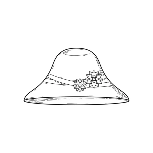 Abstraktní Ručně Kreslený Klobouk Květinami Pro Muže Ženu Doodle Adresa — Stockový vektor