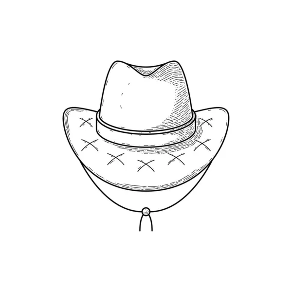 Ropa Abstracta Dibujada Mano Del Sombrero Del Vaquero Para Hombre — Vector de stock