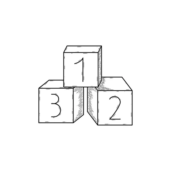 Abstract Hand Drawed Cubes Numbers Baby Birth Child Children Doodle — Διανυσματικό Αρχείο