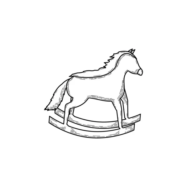 Abstract Hand Getekend Rocking Horse Voor Baby Geboorte Kind Kinderen — Stockvector