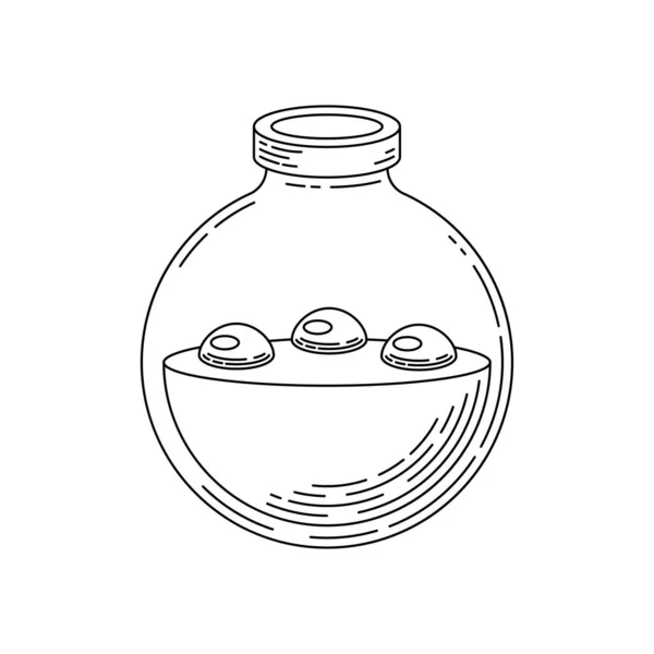 Linha Simples Preto Frasco Vidro Doodle Esboço Poção Bebida Elixir —  Vetores de Stock