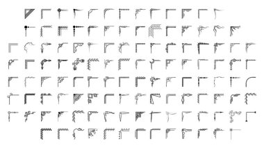 Farklı Köşelerin El Çizimini Ayarla Çiçek Dekorasyonu Vektör Tasarımı Düğün ve Sancak için Doodle Çizim Biçimi