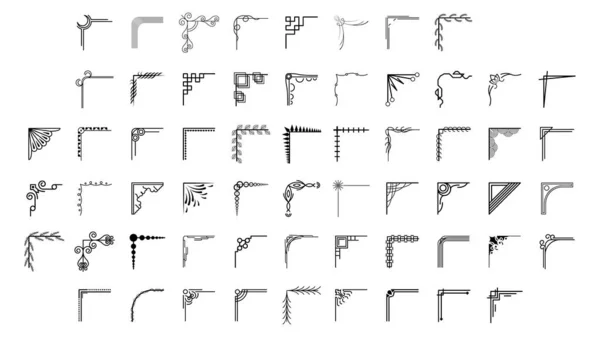 Farklı Köşelerin El Çizimini Ayarla Çiçek Dekorasyonu Vektör Tasarımı Düğün ve Sancak için Doodle Çizim Biçimi
