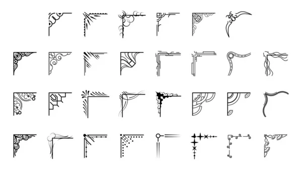 Farklı Köşelerin El Çizimini Ayarla Çiçek Dekorasyonu Vektör Tasarımı Düğün ve Sancak için Doodle Çizim Biçimi
