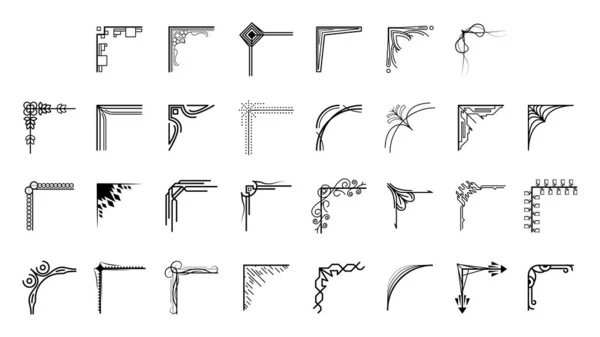 Farklı Köşelerin El Çizimini Ayarla Çiçek Dekorasyonu Vektör Tasarımı Düğün ve Sancak için Doodle Çizim Biçimi
