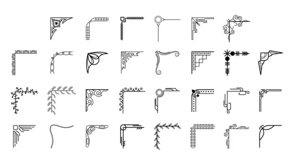 Nastavit Ruční Kresba Rohů Různé Tvary Květinové Dekorace Vektorový Design — Stockový vektor