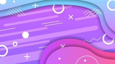 Renkli Geometrik Şekillerle Soyut Renkli Gradyan Arkaplanı. Farklı Şekiller ve Beyaz Çizgi Vektör Tasarım Biçimi