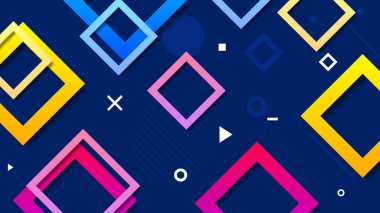 Renkli Geometrik Şekillerle Soyut Renkli Gradyan Arkaplanı. Farklı Şekiller ve Beyaz Çizgi Vektör Tasarım Biçimi