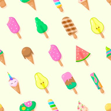 Kusursuz desensiz desenler, soyut elementler dondurma lezzetli lezzetli vektör tasarım arka plan tasarım Tekstil dokusu, giysi, hediye paketi, duvar kağıdı, pastel