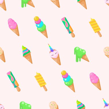 Kusursuz desensiz desenler, soyut elementler dondurma lezzetli lezzetli vektör tasarım arka plan tasarım Tekstil dokusu, giysi, hediye paketi, duvar kağıdı, pastel