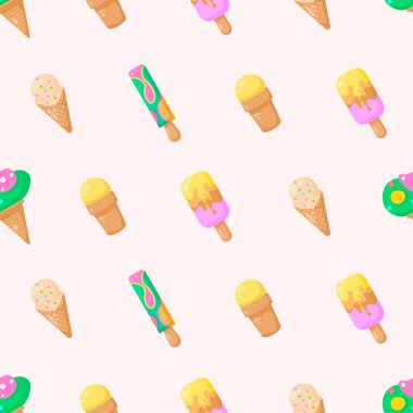 Kusursuz desensiz desenler, soyut elementler dondurma lezzetli lezzetli vektör tasarım arka plan tasarım Tekstil dokusu, giysi, hediye paketi, duvar kağıdı, pastel