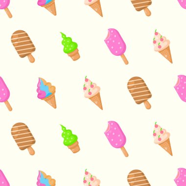 Kusursuz desensiz desenler, soyut elementler dondurma lezzetli lezzetli vektör tasarım arka plan tasarım Tekstil dokusu, giysi, hediye paketi, duvar kağıdı, pastel