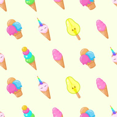 Kusursuz desensiz desenler, soyut elementler dondurma lezzetli lezzetli vektör tasarım arka plan tasarım Tekstil dokusu, giysi, hediye paketi, duvar kağıdı, pastel