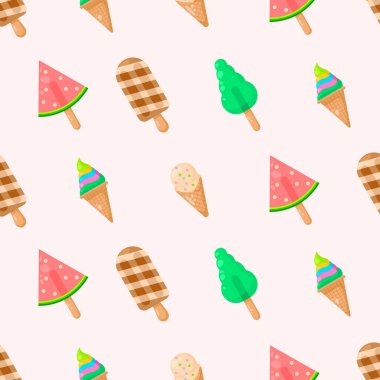Kusursuz desensiz desenler, soyut elementler dondurma lezzetli lezzetli vektör tasarım arka plan tasarım Tekstil dokusu, giysi, hediye paketi, duvar kağıdı, pastel