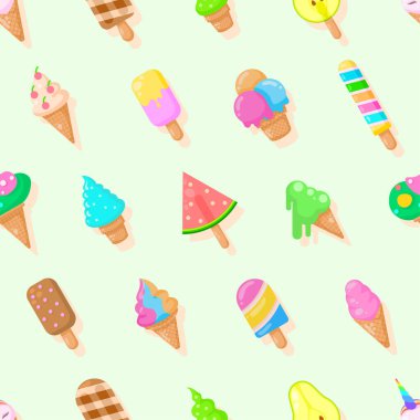 Kusursuz desensiz desenler, soyut elementler dondurma lezzetli lezzetli vektör tasarım arka plan tasarım Tekstil dokusu, giysi, hediye paketi, duvar kağıdı, pastel