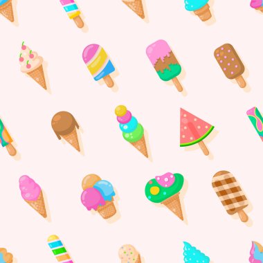 Kusursuz desensiz desenler, soyut elementler dondurma lezzetli lezzetli vektör tasarım arka plan tasarım Tekstil dokusu, giysi, hediye paketi, duvar kağıdı, pastel