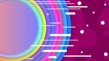 Renkli Geometrik Şekillerle Soyut Renkli Gradyan Arkaplanı. Farklı Şekiller ve Beyaz Çizgi Vektör Tasarım Biçimi