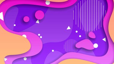 Renkli Geometrik Şekillerle Soyut Renkli Gradyan Arkaplanı. Farklı Şekiller ve Beyaz Çizgi Vektör Tasarım Biçimi