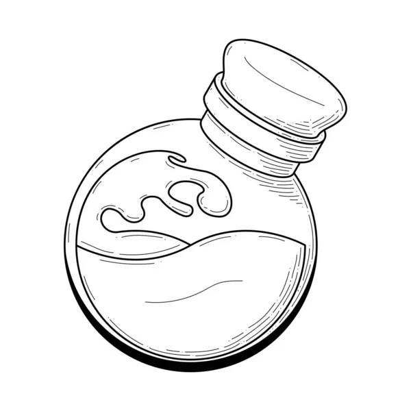 Líquido Del Elixir Bebida Poción Del Botiquín Del Frasco Cristal — Vector de stock