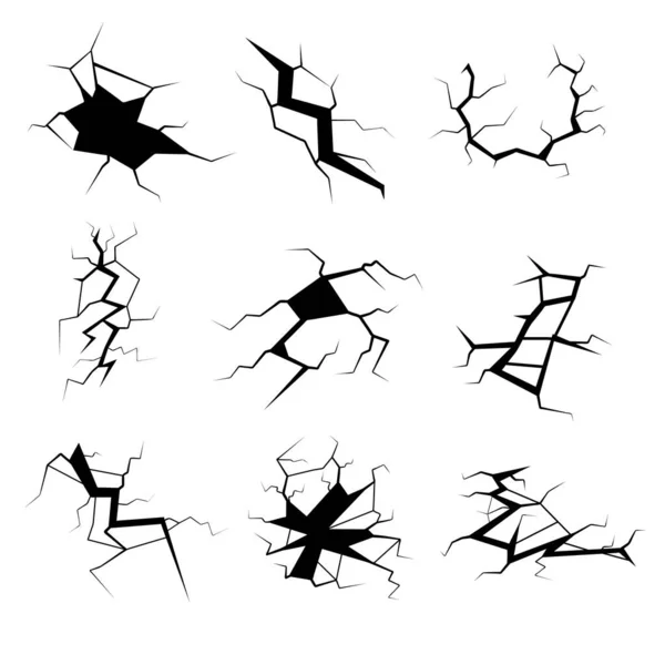 컬렉션 Simple Line Cracked Damaged Hole Earthquake Destruction Doodle Outline — 스톡 벡터