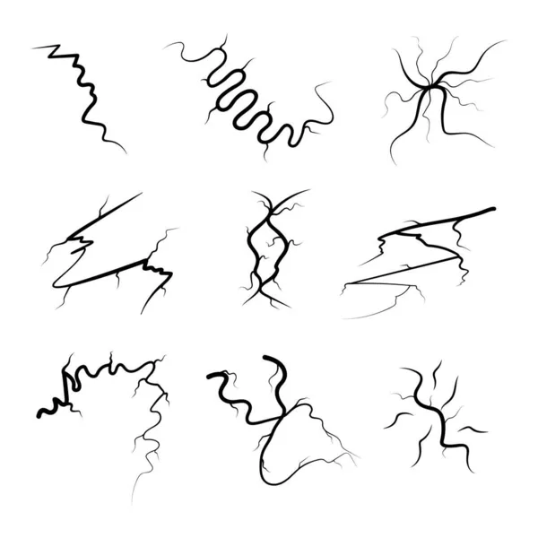 컬렉션 Simple Line Cracked Damaged Hole Earthquake Destruction Doodle Outline — 스톡 벡터