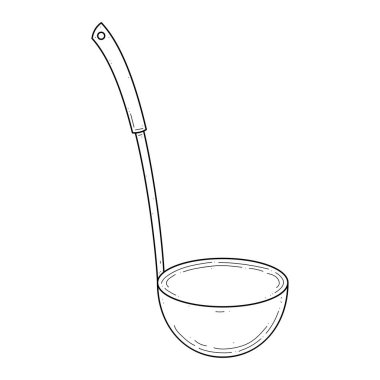 Soyut El Çizimi Mutfak Malzemeleri Kepçeli Kek Mantı Tasarım Tasarım Tasarımı Beyaz Arkaplanda Yemek Pişirmek için Ayrı Tutulan Tasarım