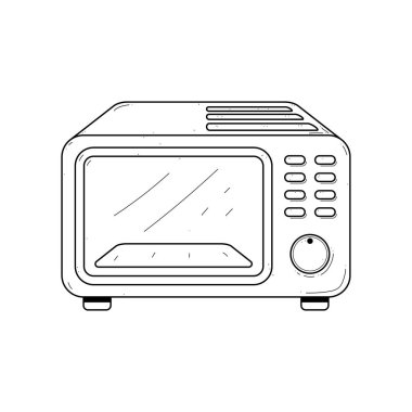 Soyut El Çizimi Mutfak Malzemeleri Mikrodalga Fırın Etli Çörek Konsept Tasarım Tasarımı Beyaz Arkaplanda Yemek Pişirme İçin Ayrı Tutulan Tasarım