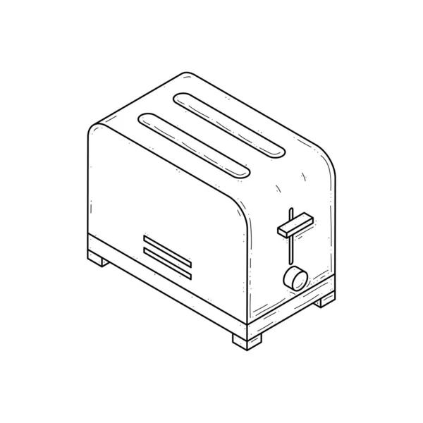 Abstrakte Handgezeichnete Küche Stuff Toaster Fleischmahlzeit Doodle Konzept Vector Design — Stockvektor