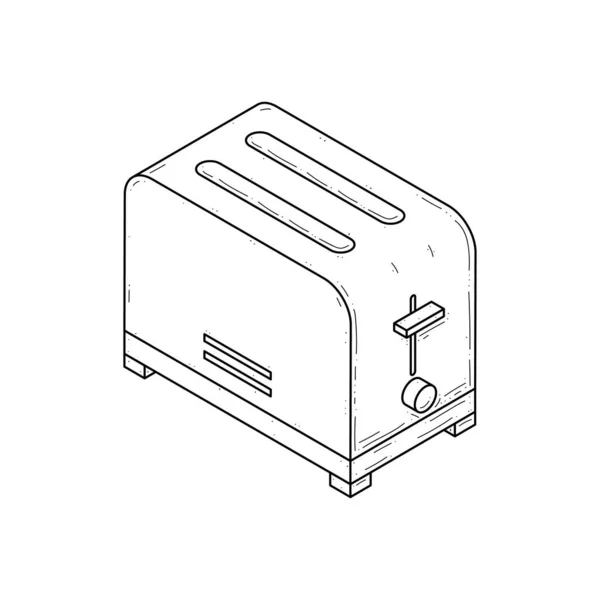 Реферат Ручной Рисунок Кухни Тостер Мясо Питание Каракули Концепция Векторного — стоковый вектор