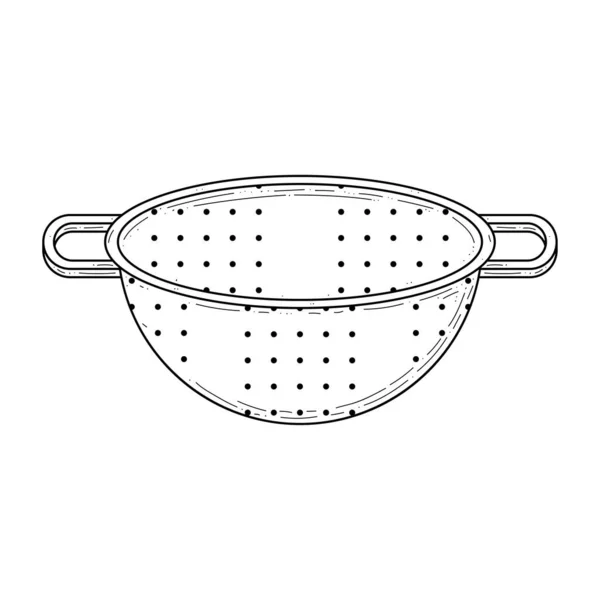 Astratto Disegnato Mano Cucina Stuff Butcher Colander Blade Meal Doodle — Vettoriale Stock