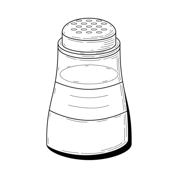 Astratto Disegnato Mano Cucina Stuff Salt Shaker Jar Meal Doodle — Vettoriale Stock