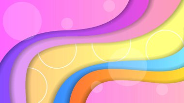 Renkli Geometrik Şekillerle Soyut Renkli Gradyan Arkaplanı. Farklı Şekiller ve Beyaz Çizgi Vektör Tasarım Biçimi
