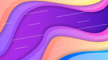Renkli Geometrik Şekillerle Soyut Renkli Gradyan Arkaplanı. Farklı Şekiller ve Beyaz Çizgi Vektör Tasarım Biçimi