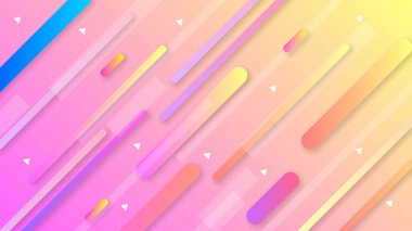 Renkli Geometrik Şekillerle Soyut Renkli Gradyan Arkaplanı. Farklı Şekiller ve Beyaz Çizgi Vektör Tasarım Biçimi