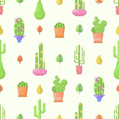 Kusursuz Desensiz Desen Soyut Elementler Farklı Kaktüs Bitki Tasarımı Botanik Tasarım Arkaplan Çizimi Tekstil, Giysi, Hediye Paketi, Duvar Kağıdı, Pastel