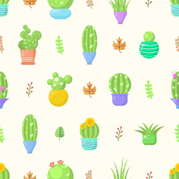 Abstract Elements Different Cactus Plant Botanic Vector Design Style Background — стоковий вектор