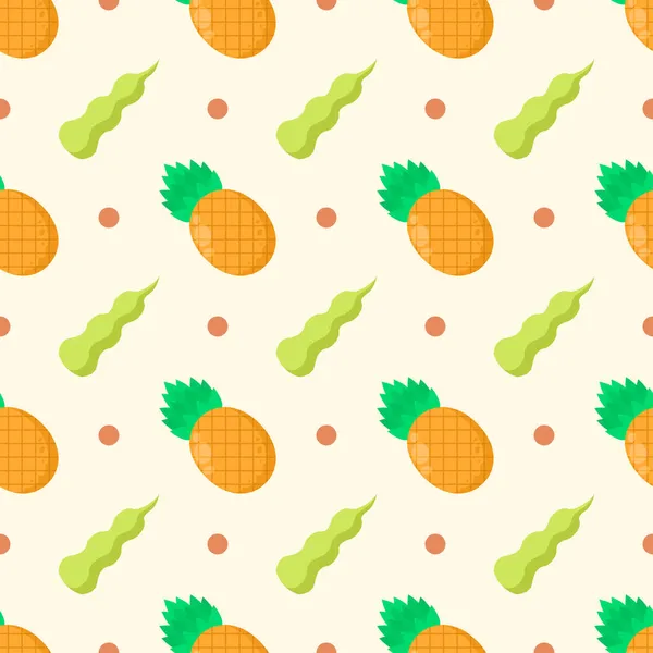 无缝图案摘要元素水果菠萝叶面设计风格背景图解印花纺织品 礼品包装 面糊面料 — 图库矢量图片