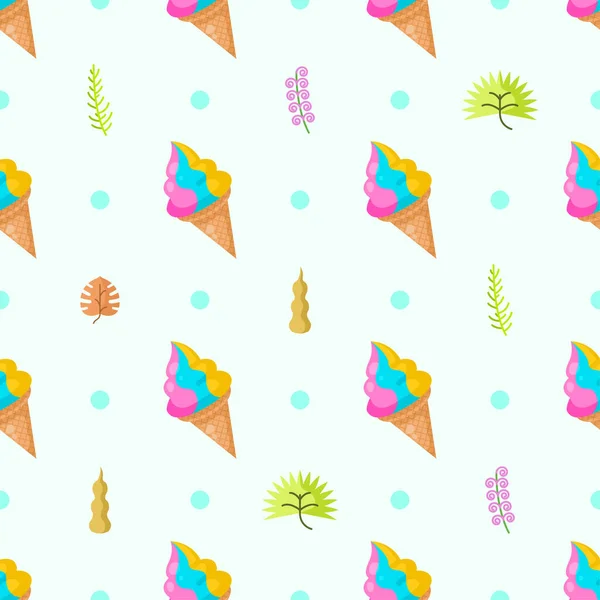 Абстрактные Элементы Мороженое Быстрого Питания Листьями Векторный Дизайн Фон Иллюстрация — стоковый вектор