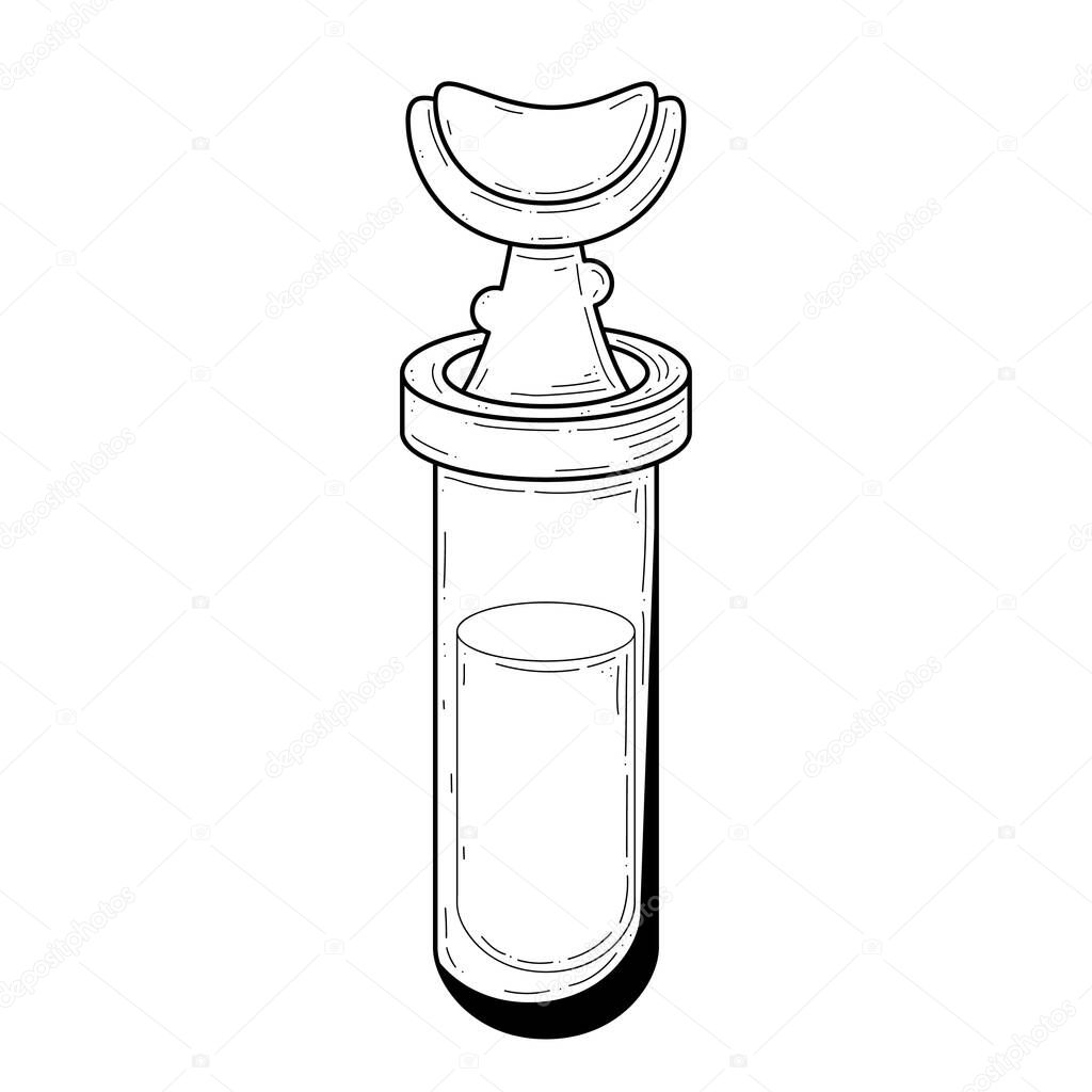 Black Simple Line Glass Flask Doodle Outline Potion Drink Elixir Liquid Element Vector Design Style Sketch Isolated Illustration Magic Witchcraft